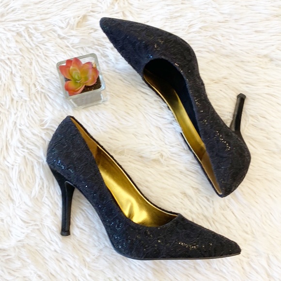 NINE WEST x Zappos Flax Black Sparkle Pointed Toe heel stiletto dress women’s 7 - Picture 8 of 9